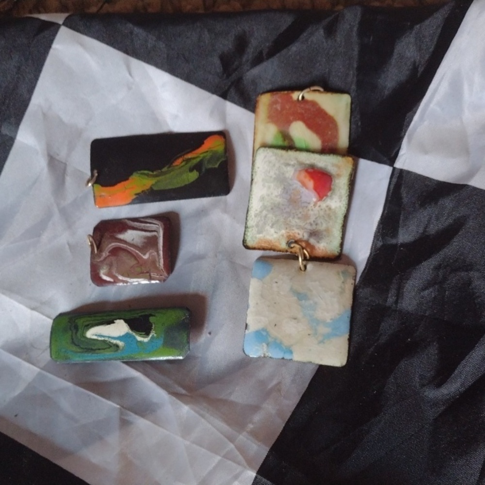 Handmade and Hand painted Ladies Necklace Pendants and 1 pin broche